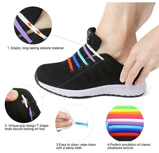 16-Pcs Elastic Silicone Shoe Laces Lazy No Tie Shoelaces For Men Women Child USA