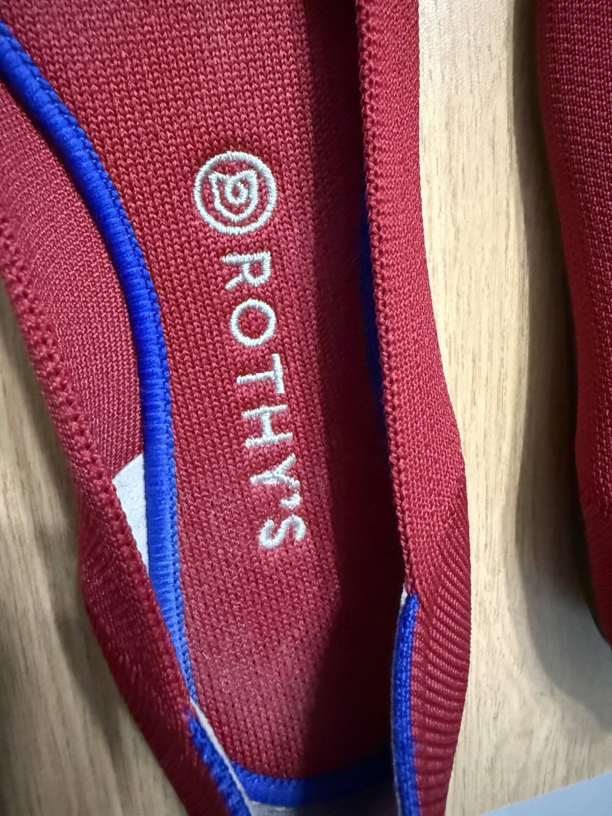 Rothy’s Red Knit Ballet Flats Blue Trim Slip-On Women’s US 9.5 EU 40 UK 7