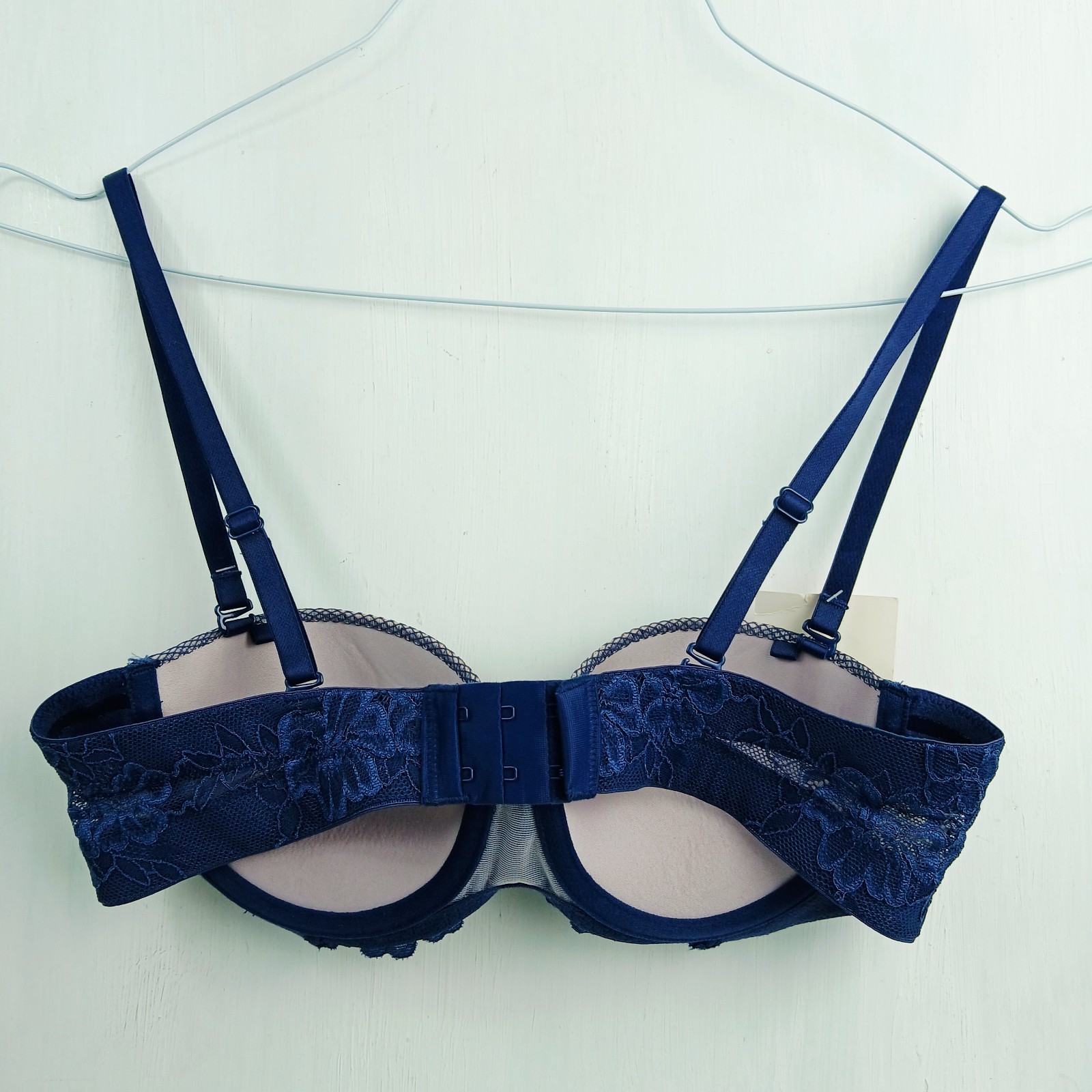 Maidenform Blue Bra 34A Underwire Lace Pushup Multiway Straps SE1102