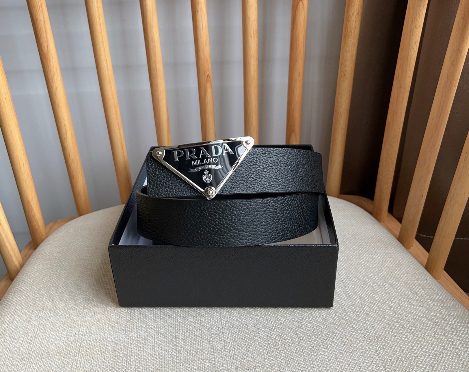 Prada men’s black leather belt