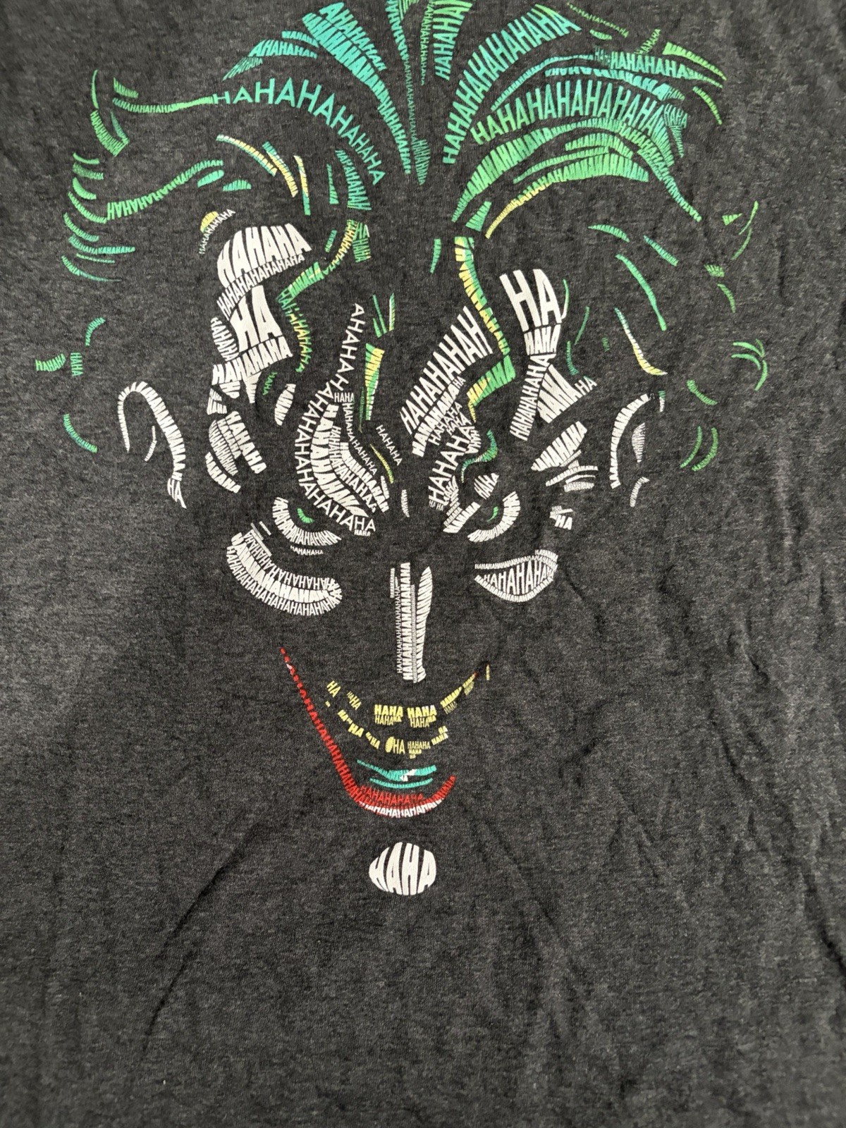 Batman Men’s Joker Graphic Print T-Shirt Gray Regular Fit Crew Neck M VINTAGE