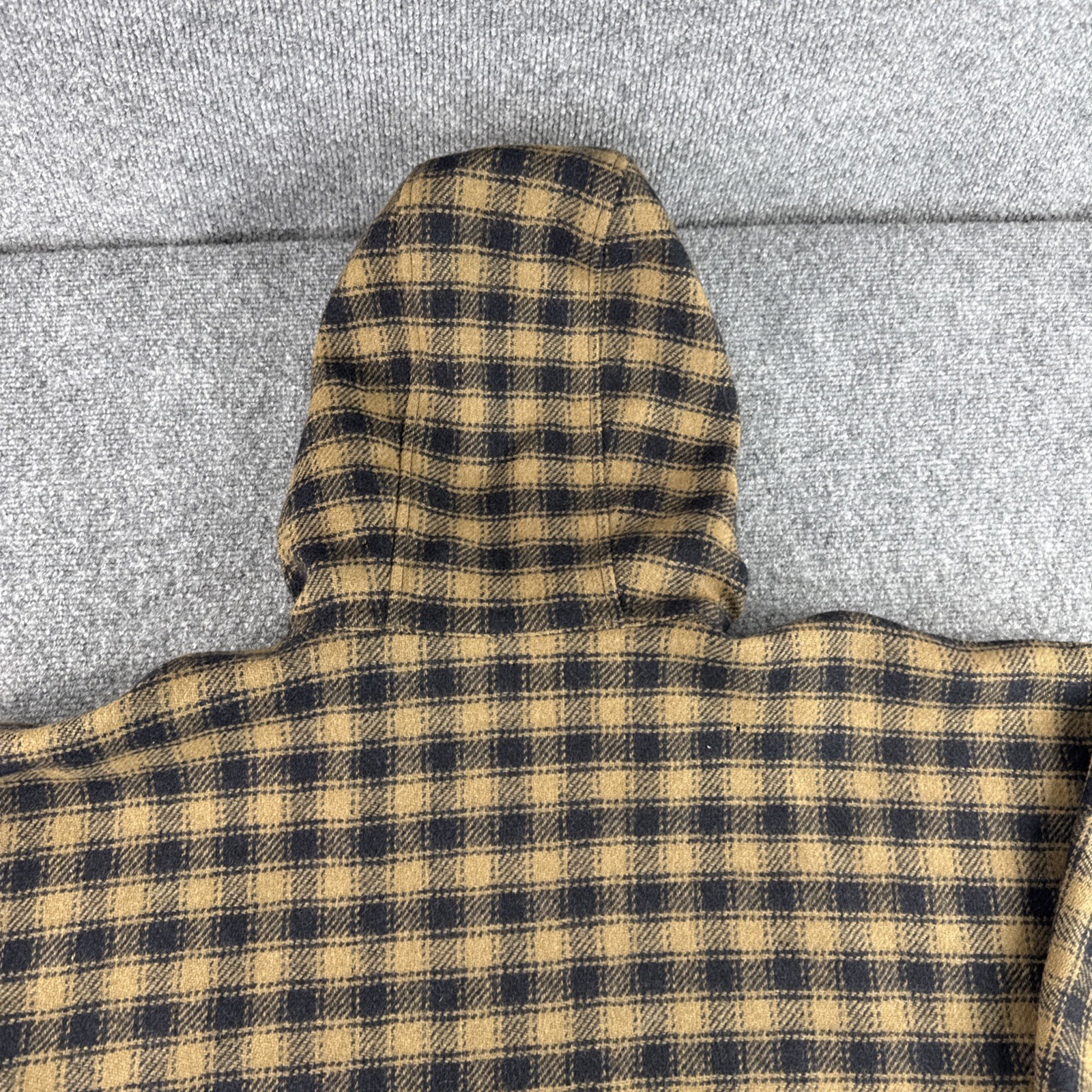 Harvé Benard Wool Cape Coat Womens Small Brown Plaid Hooded Vintage Style Jacket