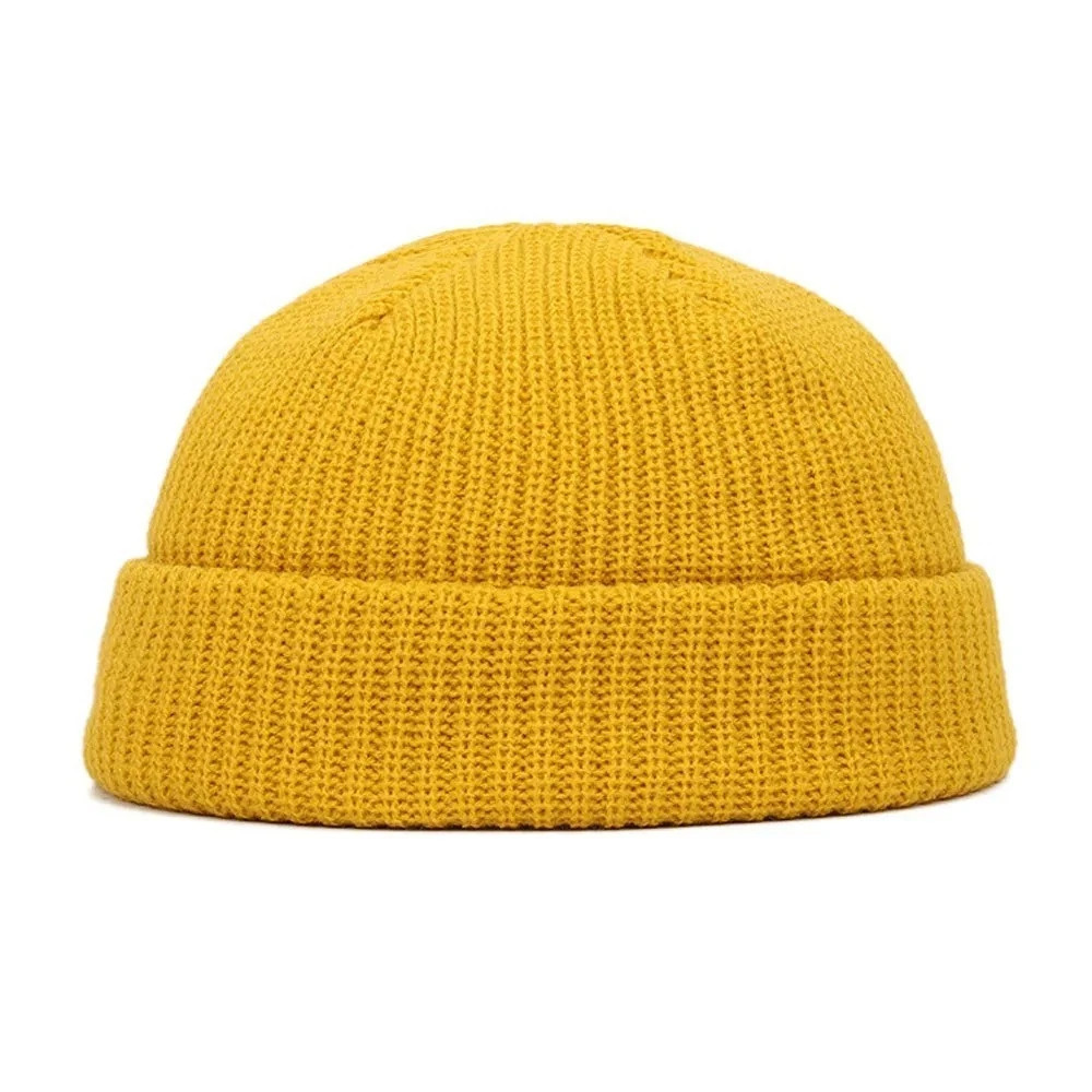 Mini Short Fisherman Beanie Hat Ribbed Docker Winter Warm Knitted Skull Cap cuff