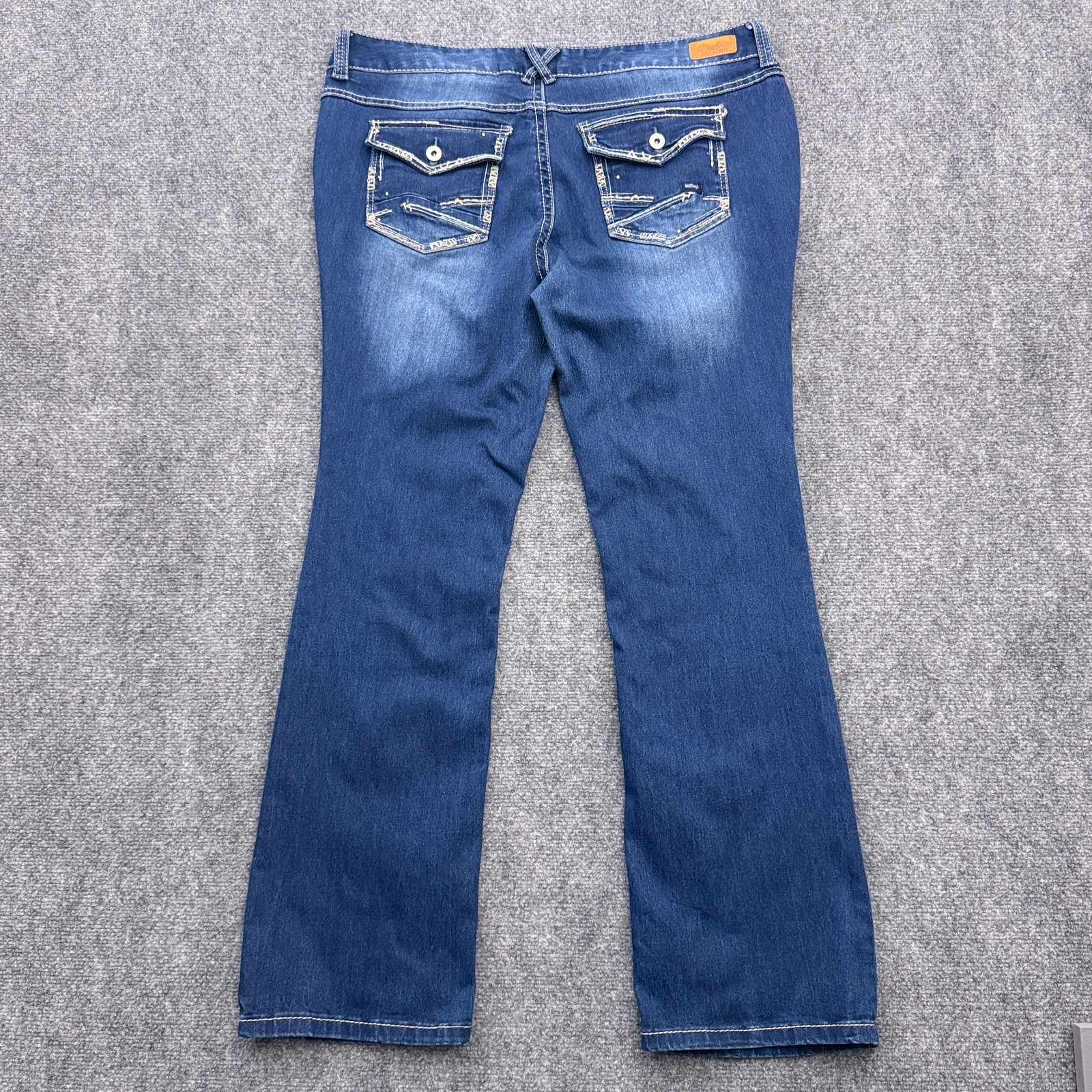 Amethyst Bootcut Jeans Womens 18 Stretch Blue Denim Flap Pocket Y2K Mid Rise