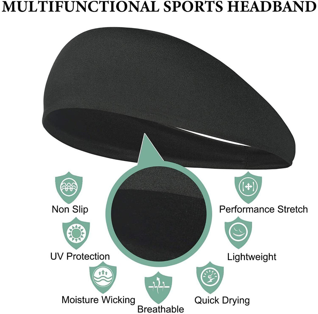 Sports Headband Gym Yoga Workout Sweatband Elastic Hairband Head Wrap Men Women
