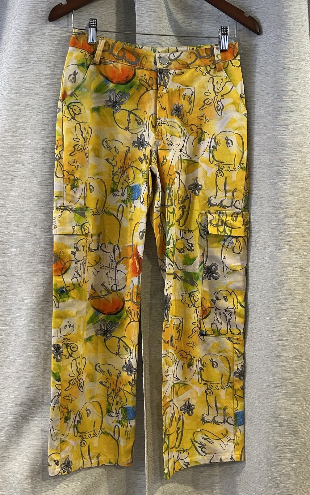 Collina Strada All Over Print Dog Print Pants Size Small