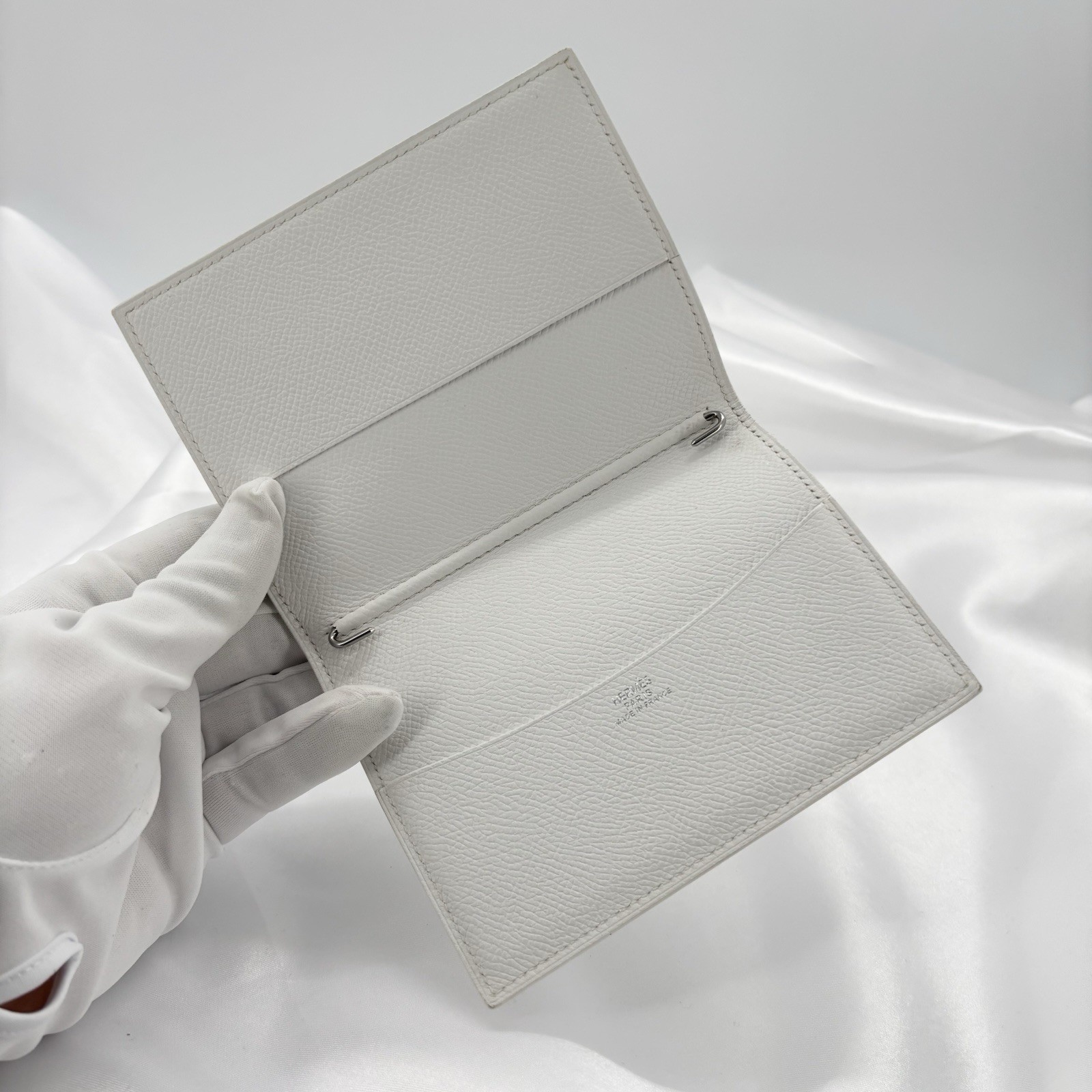 HERMES Agenda GM Notebook Cover Epsom White Silver Hardware Square K Auth