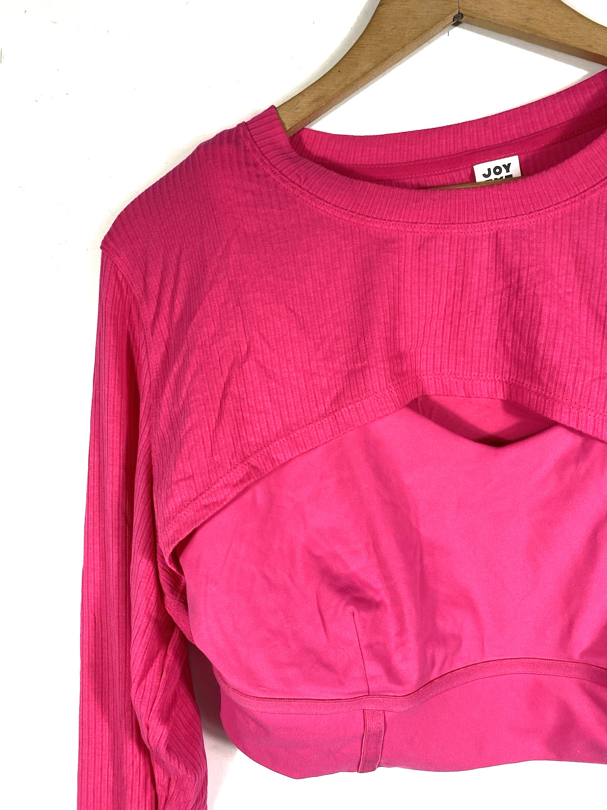 Joy Lab Activewear Set Size L XL Pink Crop Bolero Sports Bra Leggings Flare NEW