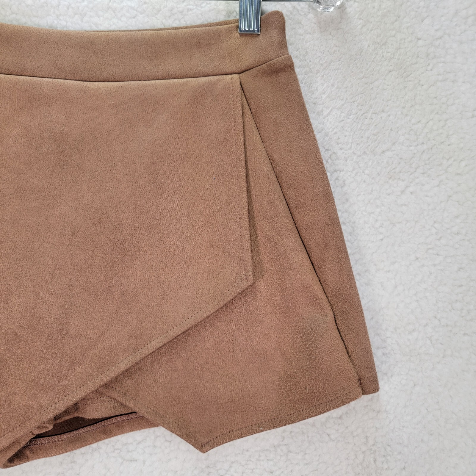 Fawn Brown Faux Suede Pull On Clubwear Mini Sexy Skort Womens Skirt Size S