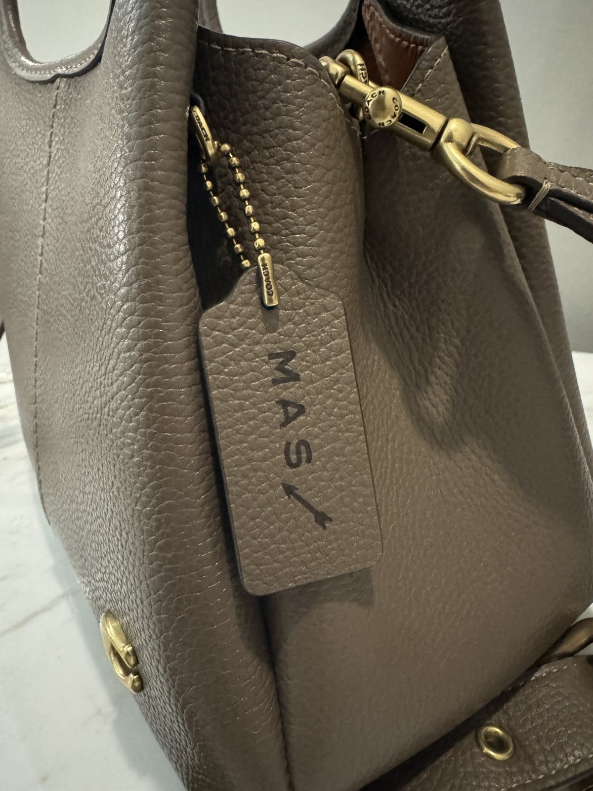 Lana Shoulder Bag 23 Coach Brass/ Stone Leather Shoulder Bag