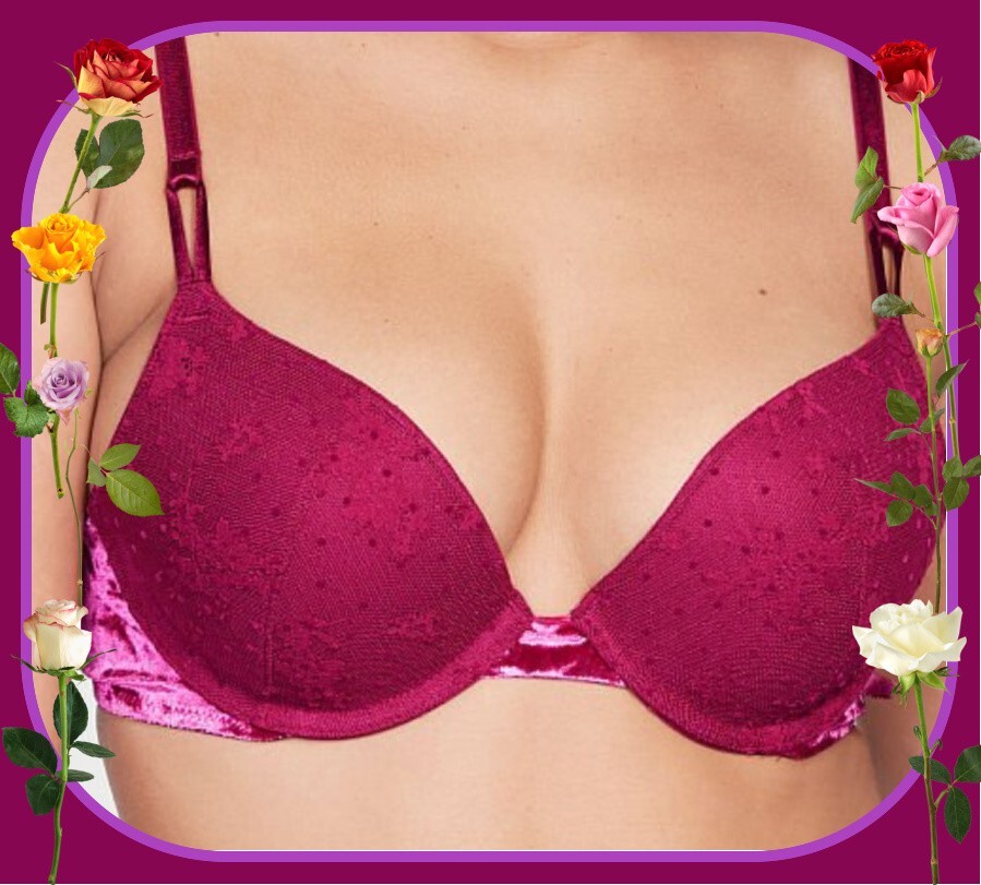 38C Berry Pink LACE VELVET Wings Extreme Lift Victorias Secret Plunge PU UW Bra