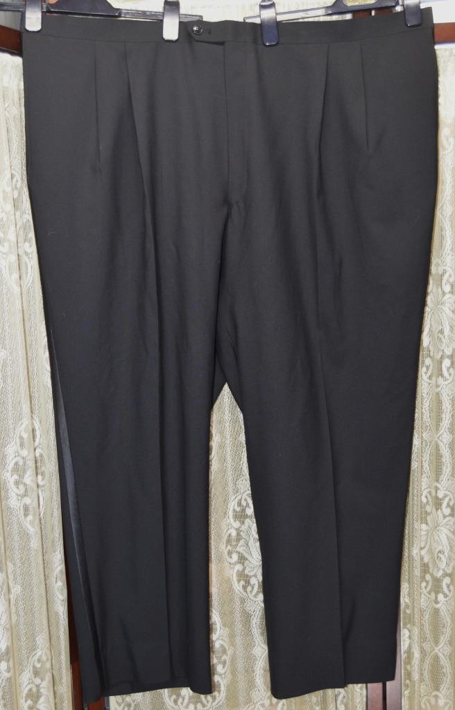 USA Tallia 52 R Custom Made Double breasted no vent wool dinner tuxedo suit g3j5