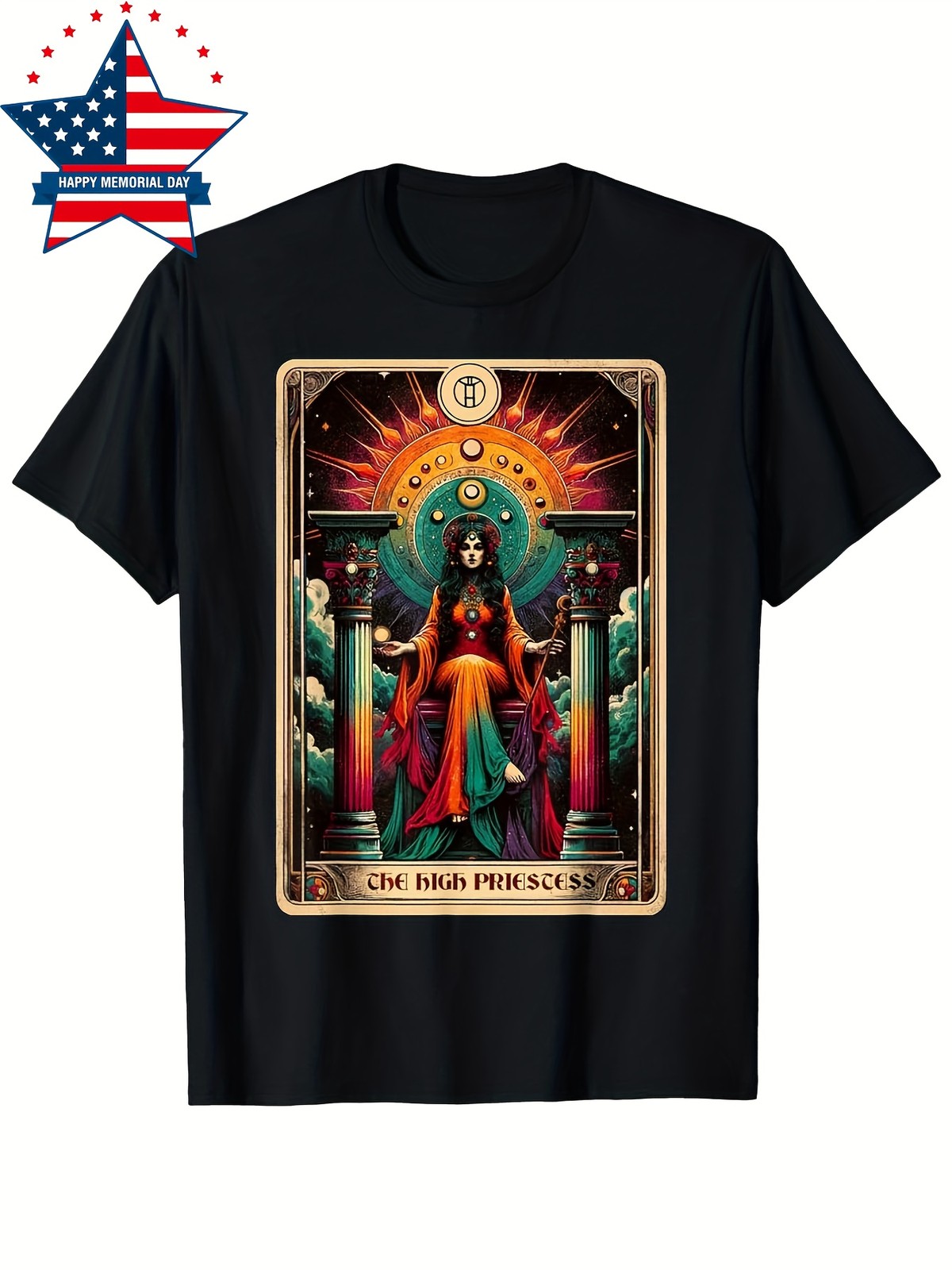 High Priestess Tarot Card Graphic T-Shirt Vintage Major Arcana Mystic Tee