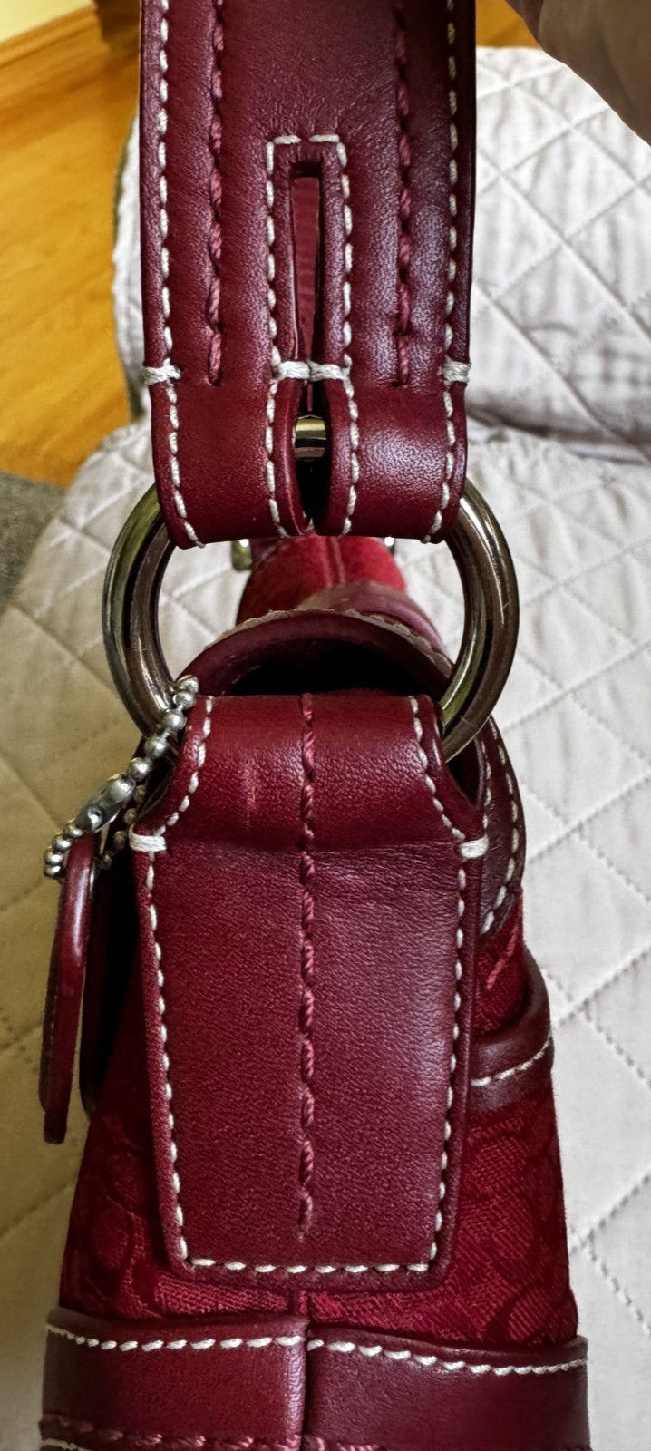 Coach F10925 SMALL Vintage Cherry Red Soho Y2K Signature C Canvas & Leather Bag