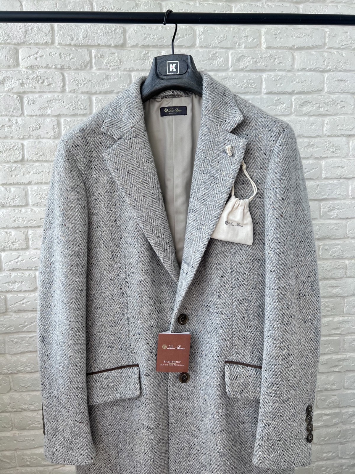 Loro Piana Martingala Cashmere Storm System Knit Gray Coat Jacket Men’s 50