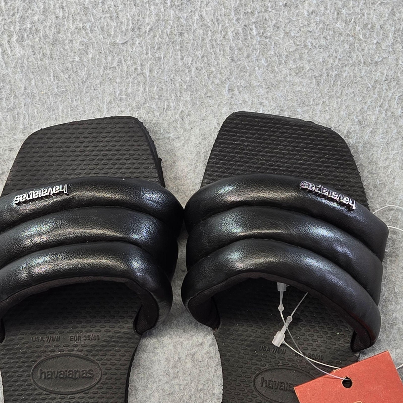 Havaianas Shoes Womens Size 7.5 Black Slide Padded Cushioned Straps Comfort