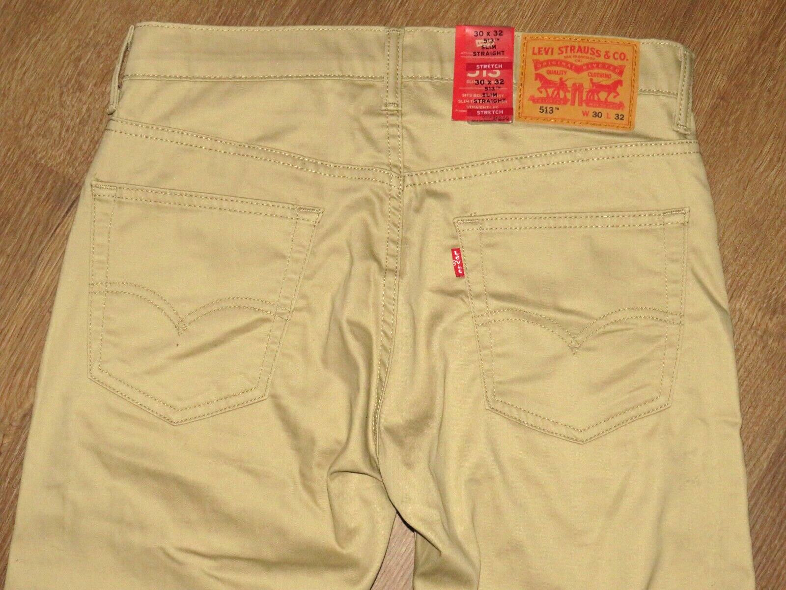 NEW! Men’s Levi’s 513 Slim Straight Leg Stretch Khaki Pants 30 X 32 NWT!