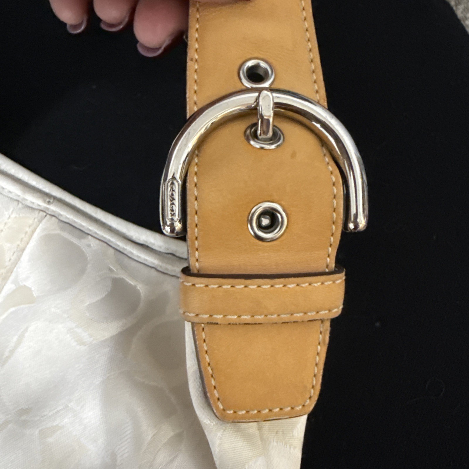 VTG Limited Edition Coach Optic Signature C Hobo Shoulder Bag Y2K White Tan 1850