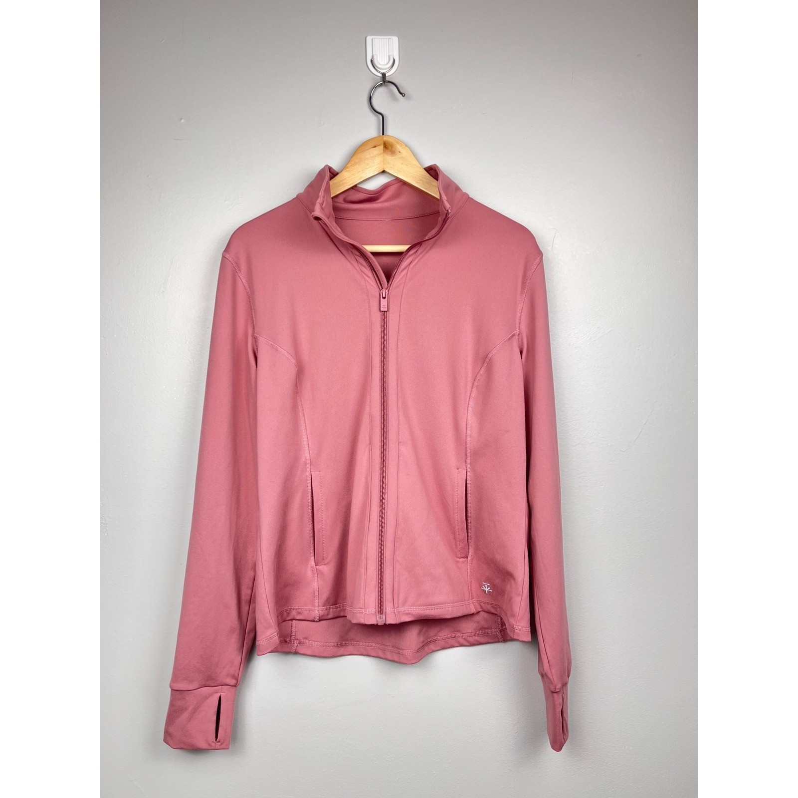 Mauve Pink Full Zip Pilates Jacket S Mock Neck Thumbholes Athletic Yoga Buttery