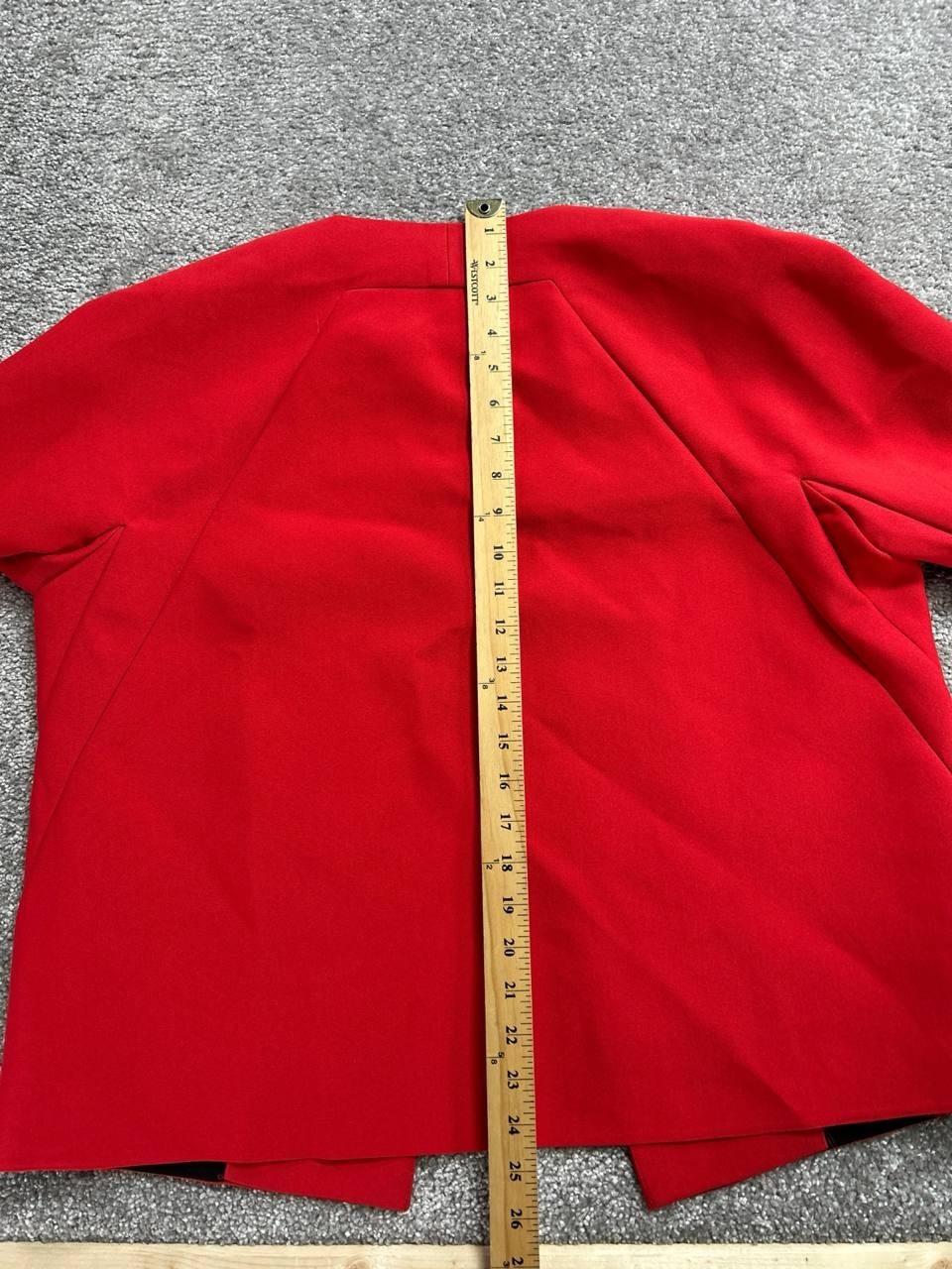 Lafayette 148 New York Tara Seamed Scuba Jacket Womens Medium Red Open Front