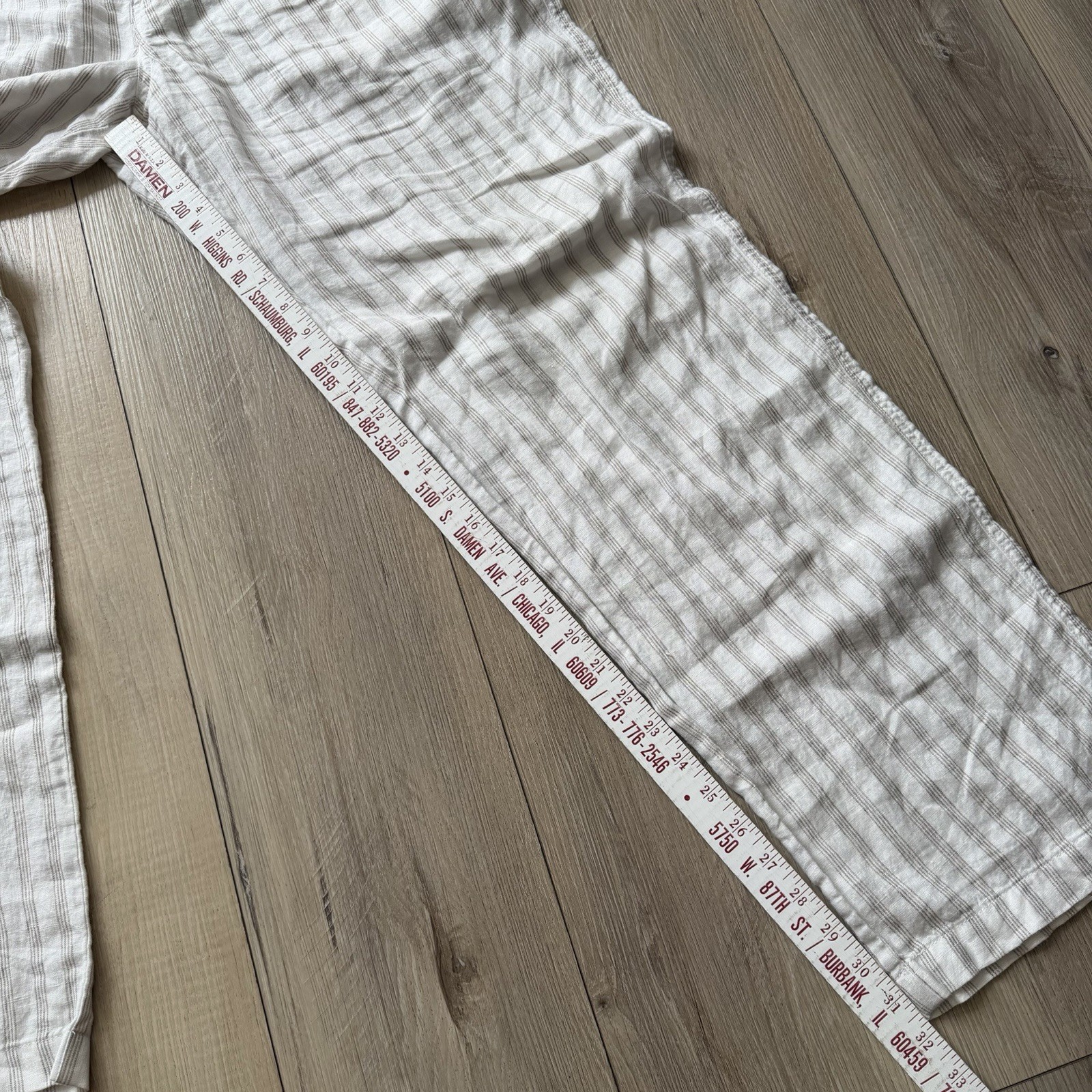 TODD SNYDER Relaxed 100% Linen Leisure Pants in White Striped Pleated L $198