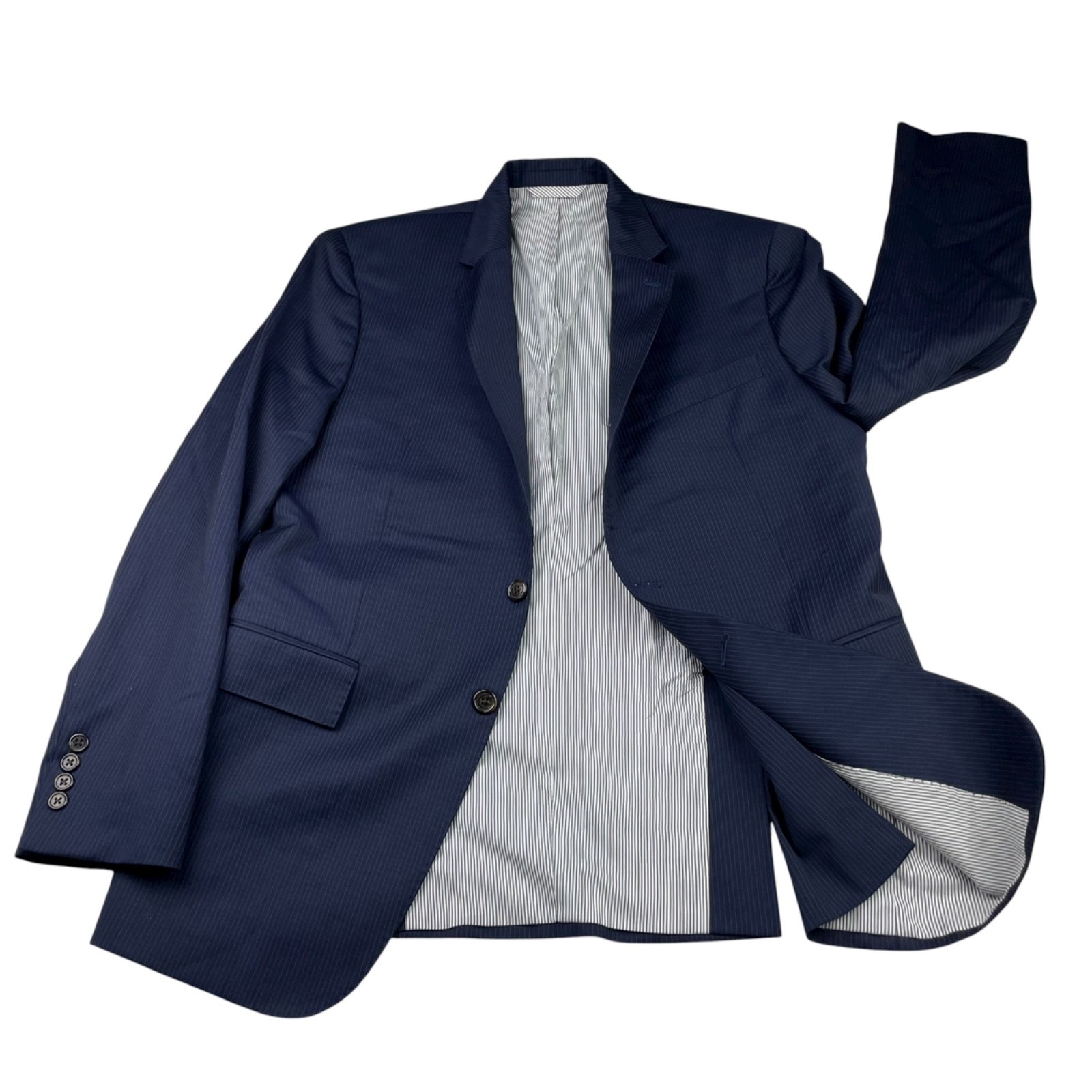 Todd Snyder Men’s Mayfair Fit 100% Wool 2-Button Blazer Navy Blue Stripe • 40R