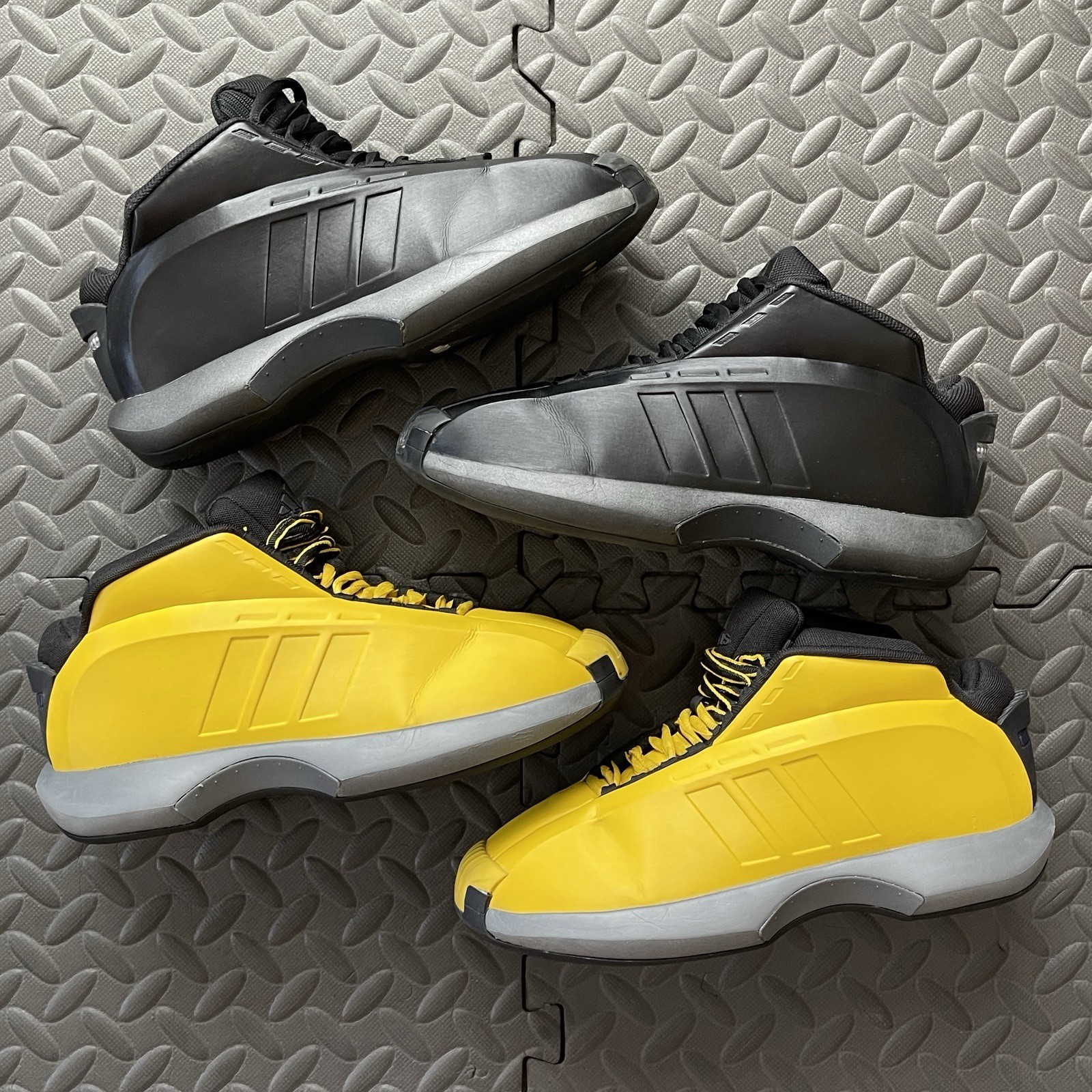2 PAIR Lot of Adidas Crazy 1 Black & Yellow Kobe Bryant Retro Shoes Men’s Sz 8.5
