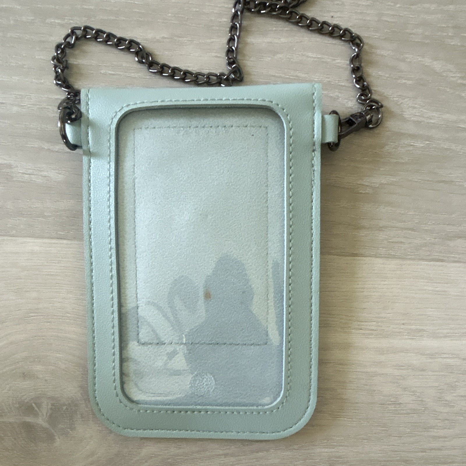 Savetthegirls Mint blue ID/Document Holder Wallet w/ Chain Strap & ID Window