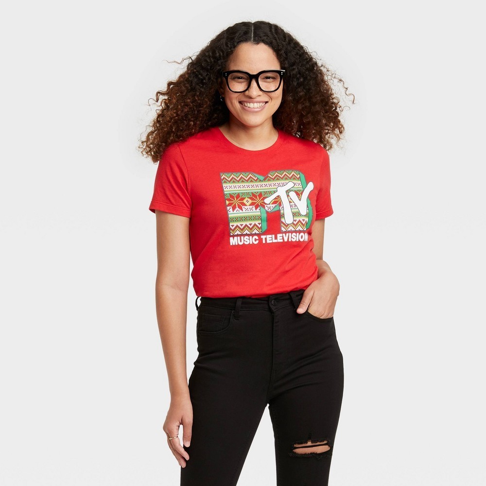 MTV Women’s Size XXL Christmas / Holiday Graphic Short Sleeve T Shirt NEW