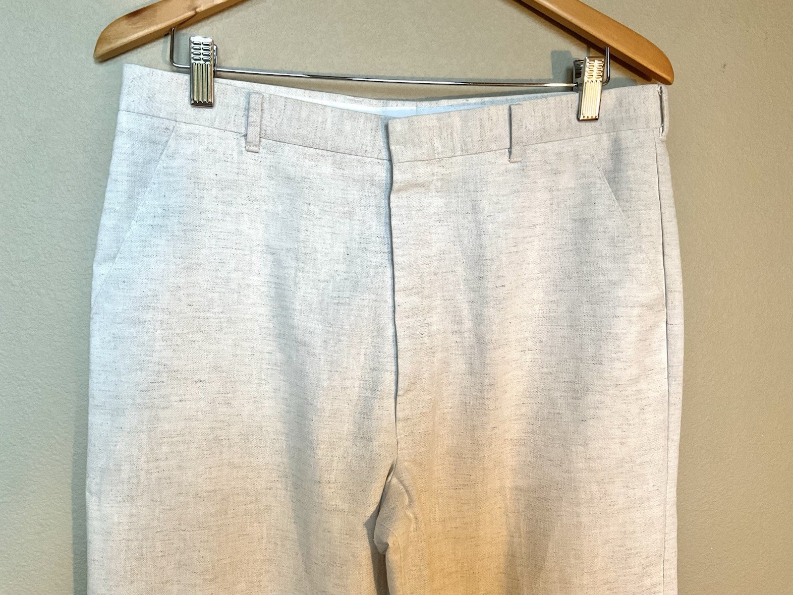 Levi’s VTG LINEN Slacks “trimcut” Trousers Womens Unlined Flat Front 33.5 In