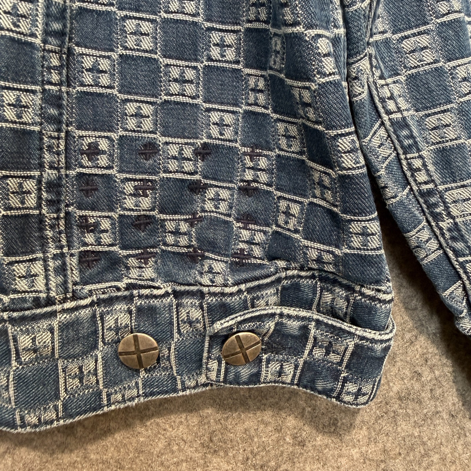 Ksubi Oh G Klassik Denim Trucker Jacket Mens Large AOP Monogram Logo Japanese