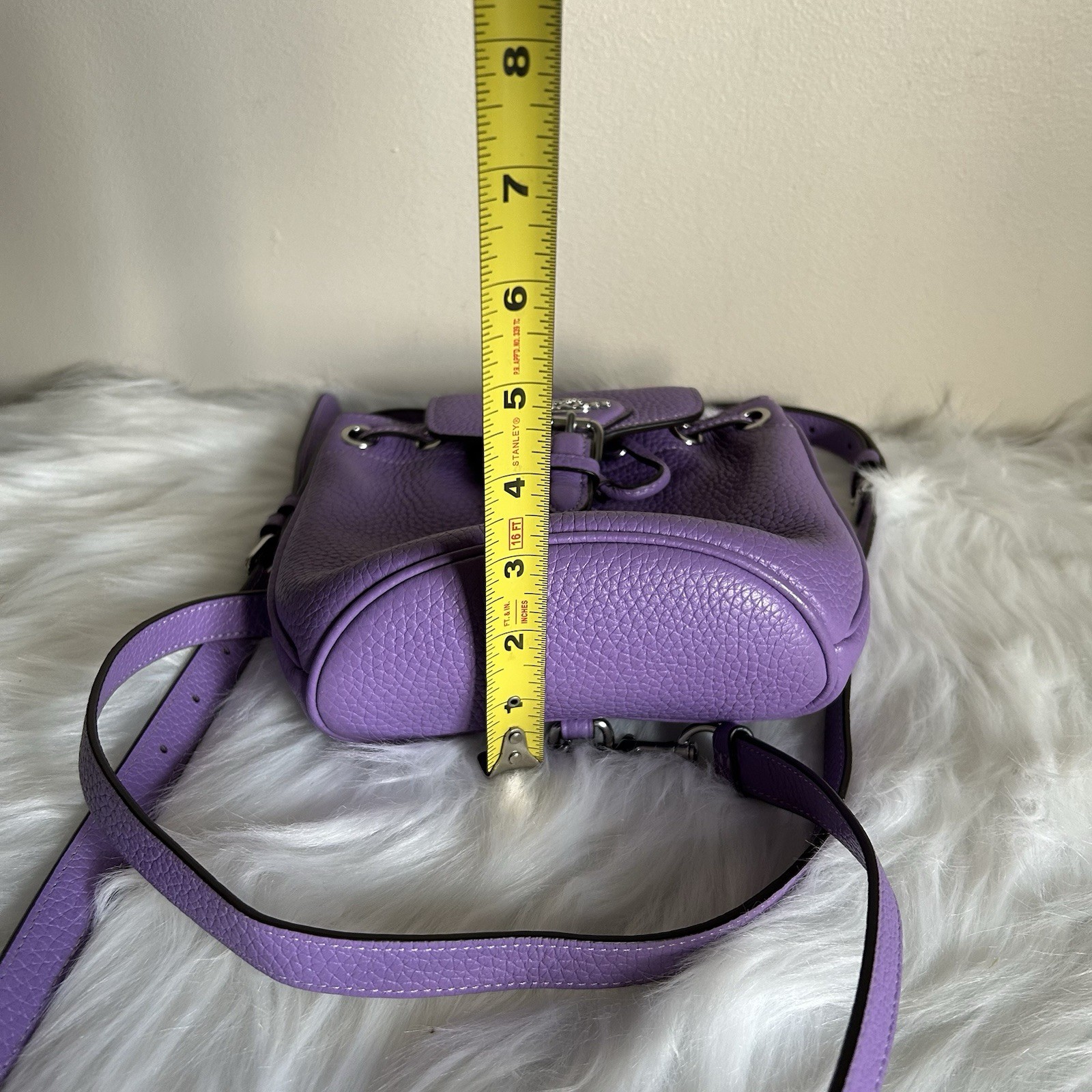 Coach Amelia Mini Purple Pebbled Leather Backpack Excellent