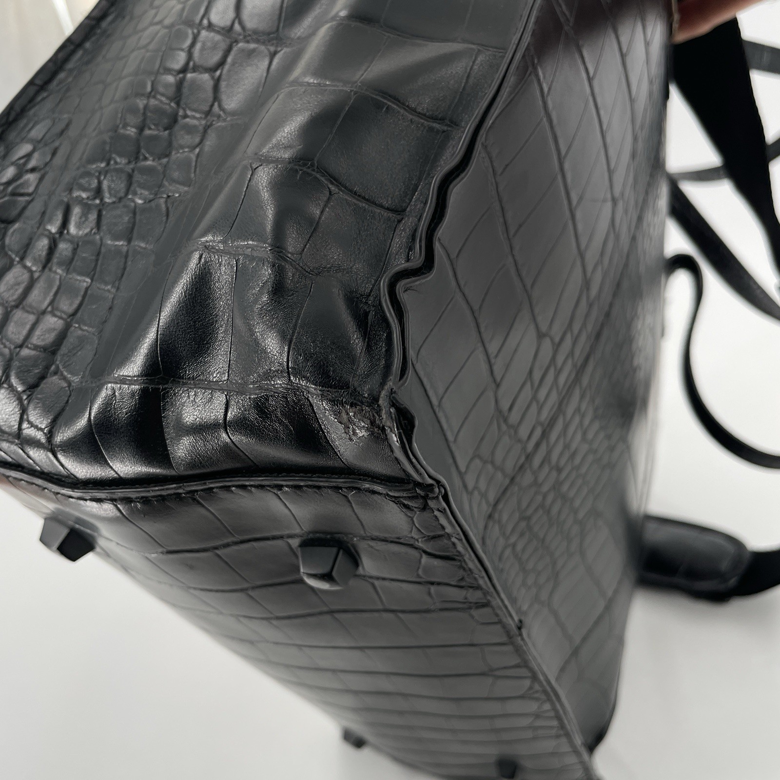 BEIS The Work Tote Bag in Black Croc Leather – Crossbody Shoulder Strap