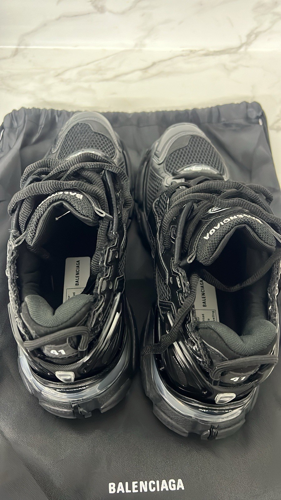 Balenciaga Runner Black Low Top Lace-Up Mesh Sneakers w/ Light-Up Heel Logo