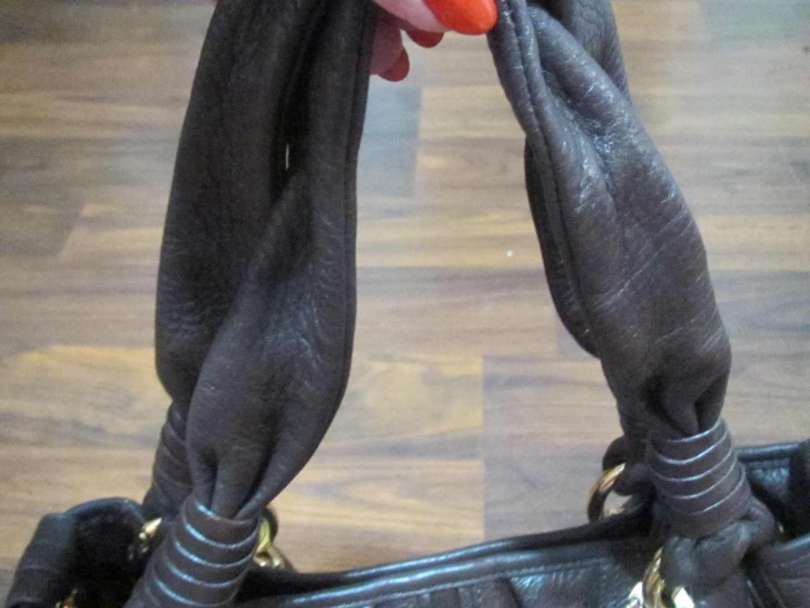 NWT! B. MAKOWSKY DARK BROWN PEBBLE LEATHER DOUBLE HANDLE HOBO TOTE BAG PURSE