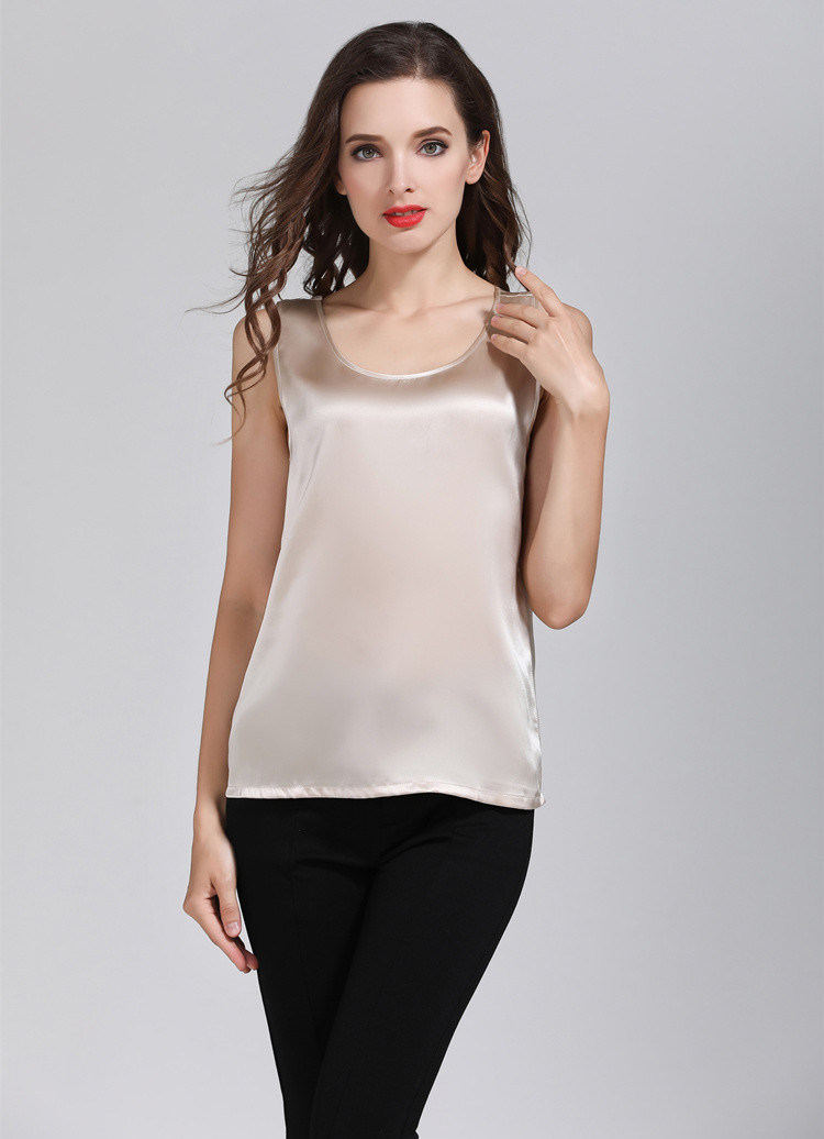 Women’s 100% Pure Silk Classical Tank Top Camisole Sleeveless Vest Shirt Colors