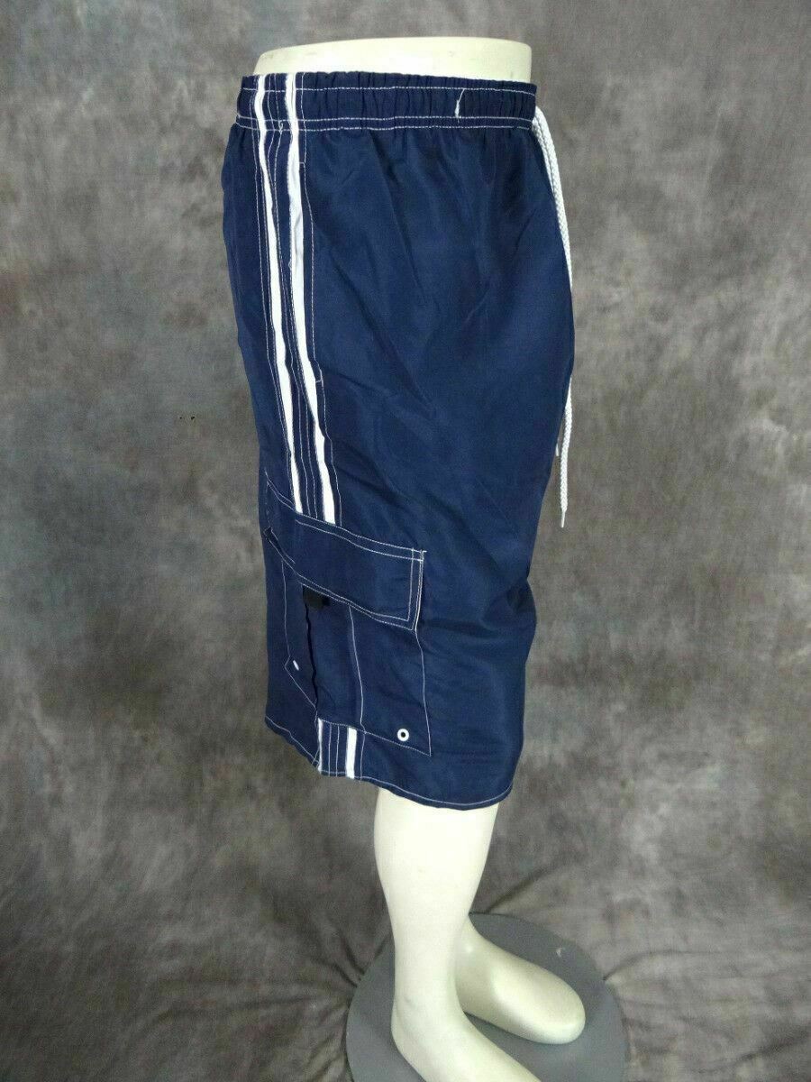 Cargo Shorts Swim Trunks Mens Elastic Double Sport Stripe Inside Mesh Lining