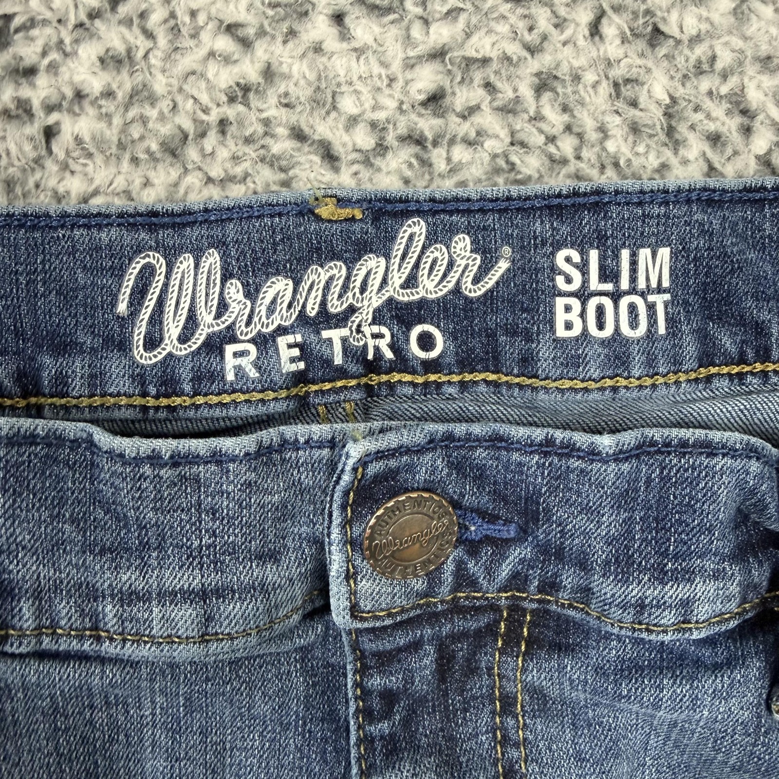 Wrangler Retro Jeans Mens 35×32 Blue Denim Slim Bootcut Stretch Medium Wash