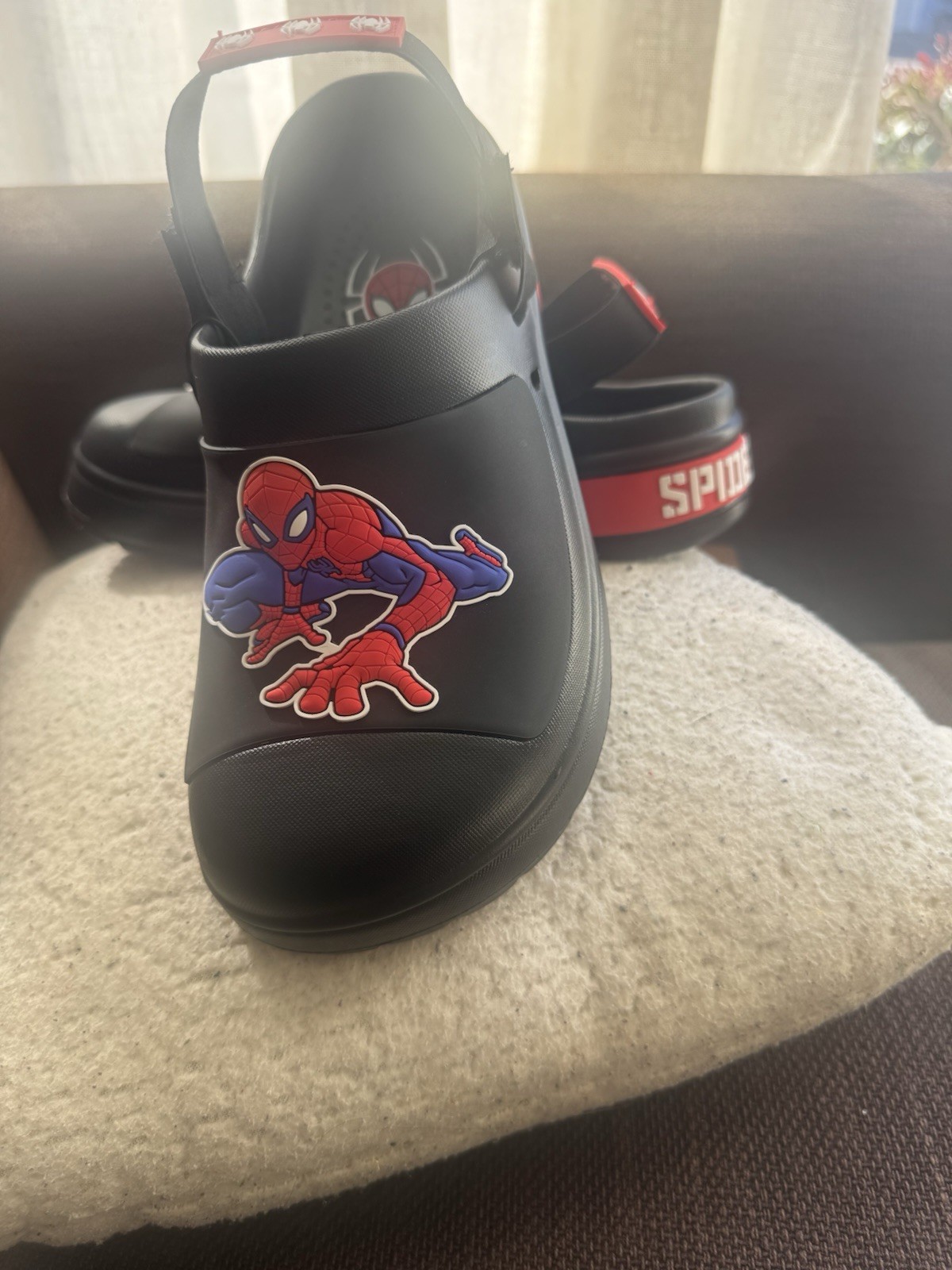 Ground Up Spider-Man Boys Clog Sandals, Slip-On Heel Strap, Black/Red/Blue 3