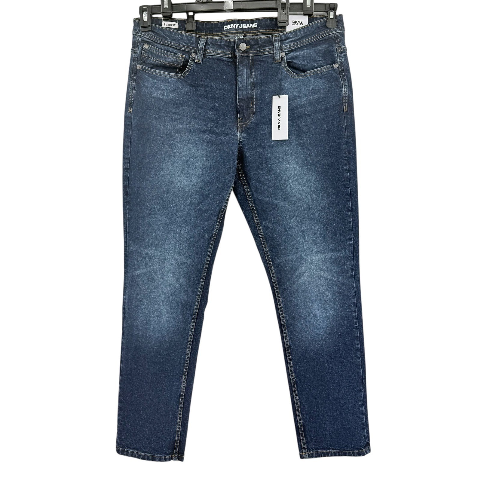 DKNY Jeans Men’s Slim Fit/Leg Stretch Denim Jeans Size 38×32 Laguna Blue NWT