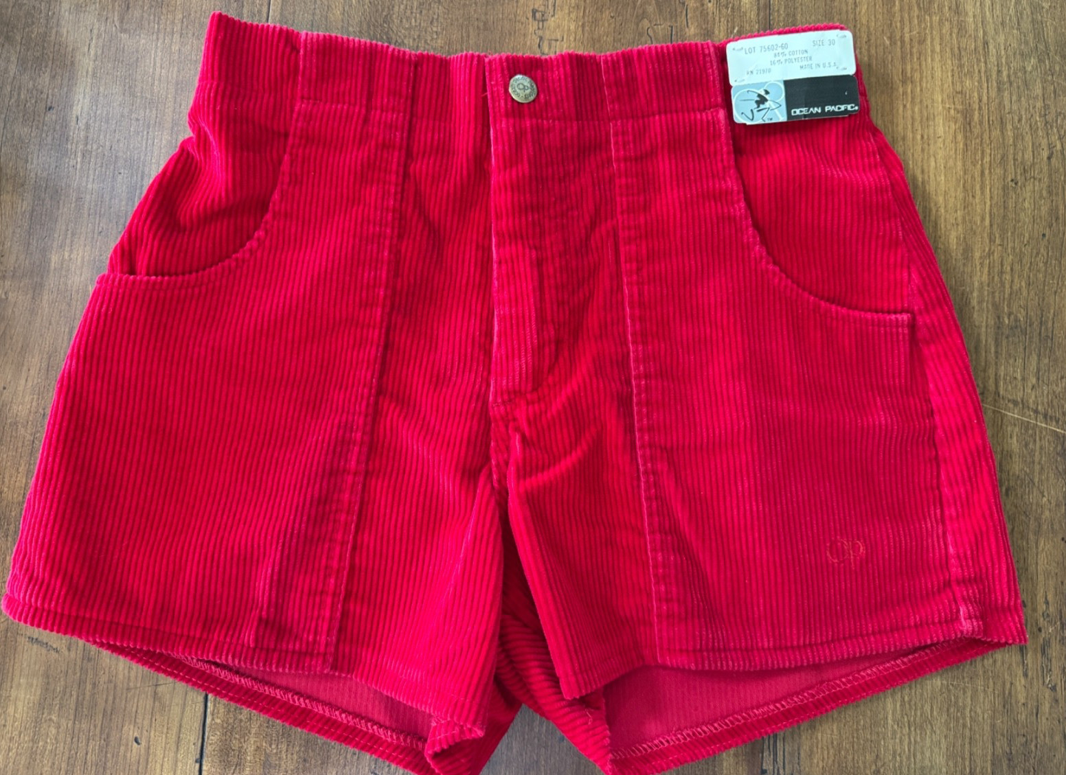 Vtg OP Ocean Pacific Corduroy Shorts Sz 30 NOS Red Made in USA