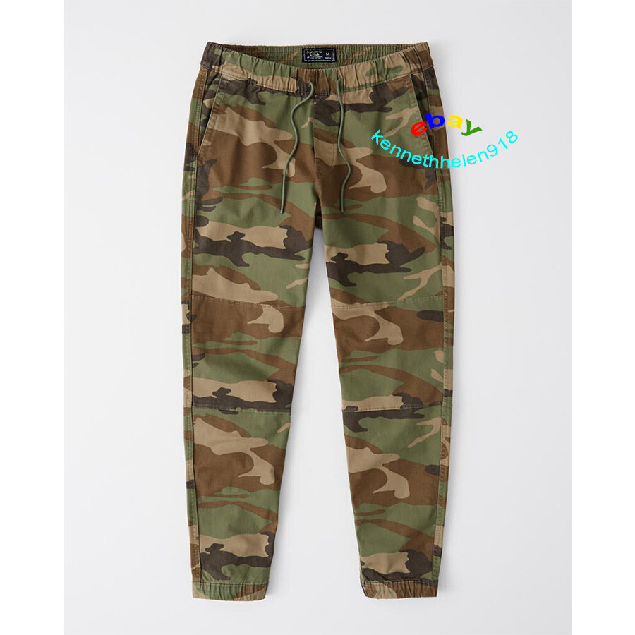 ABERCROMBIE & FITCH JOGGER PANTS OLIVE GREEN CAMO MENS SIZE M,L