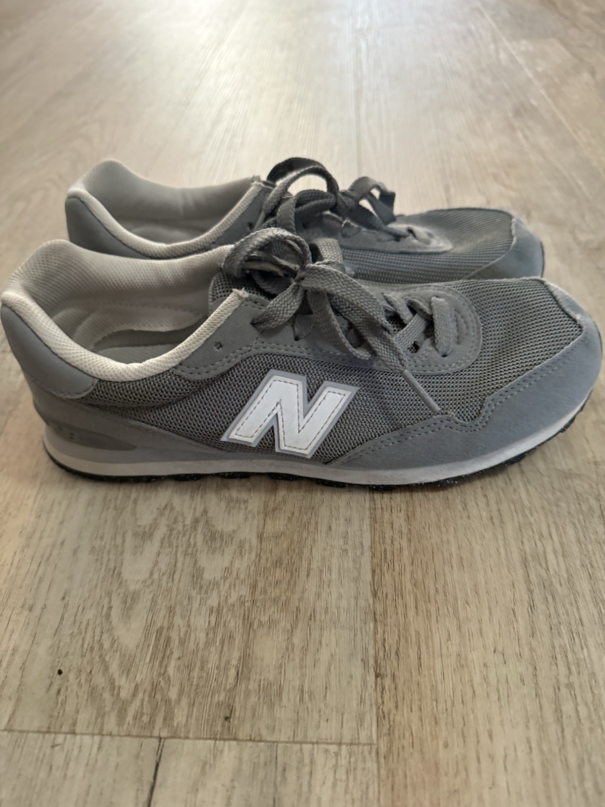 New Balance 515 Unisex Kids Gray/White Lace-Up Mesh Sneakers US 5.5 EU 38