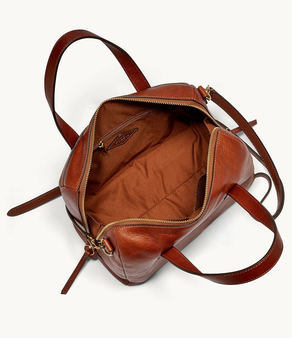 Fossil Sydney Satchel Crossbody Brown Leather Handbag SHB1978210 NWT $180 FS