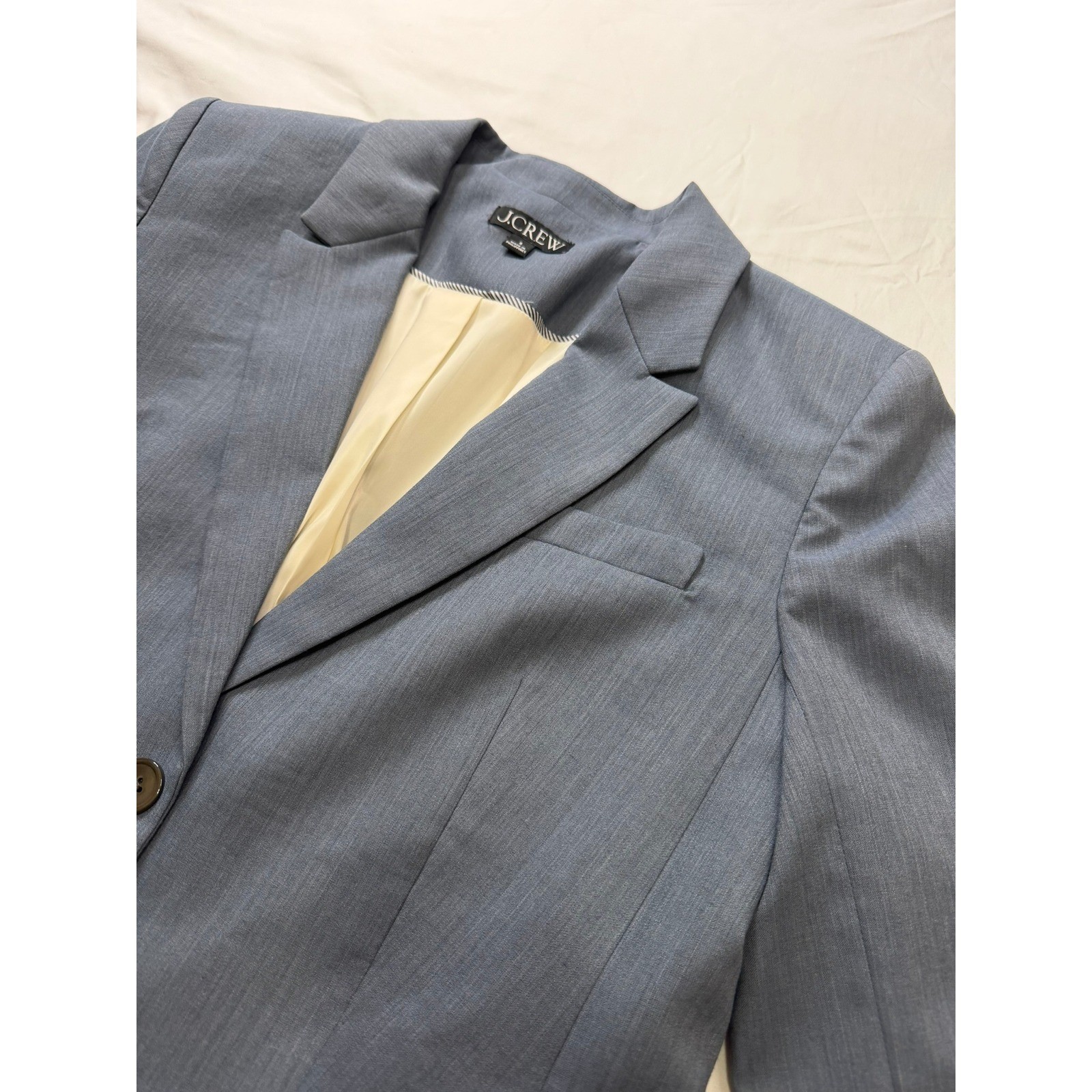 JCrew Mario Bellucci Italian Wool Blend Blazer Jacket Blue Grey Womens Size 8