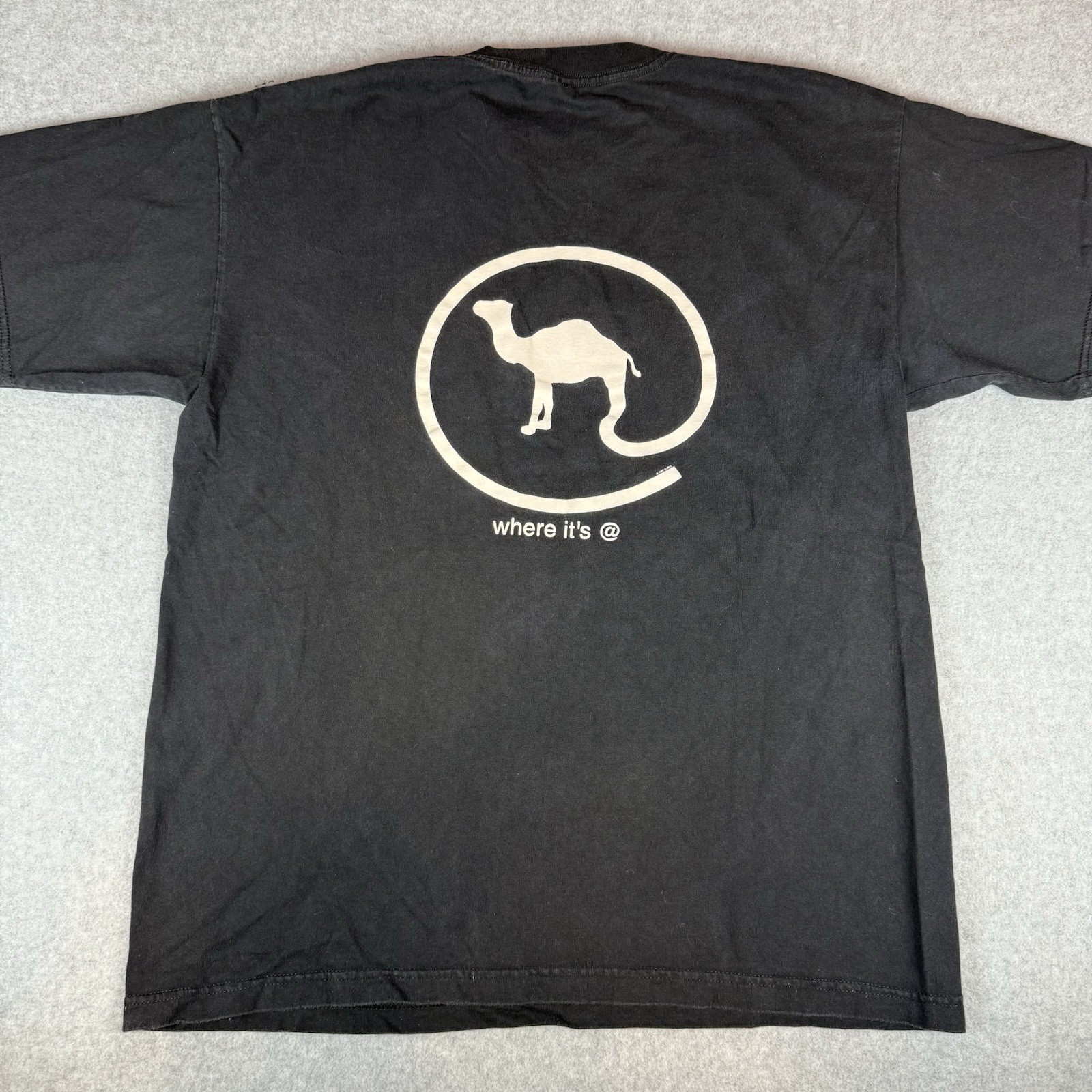 Vintage Camel Shirt Mens XL Black 90s Faded Cig Promo Marlboro Where Its At USA