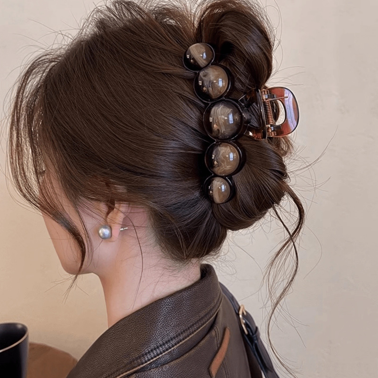 1pc Fashion Pearl Large Simple Elegant Acrylic Hair Claw Hairpin For Women’s