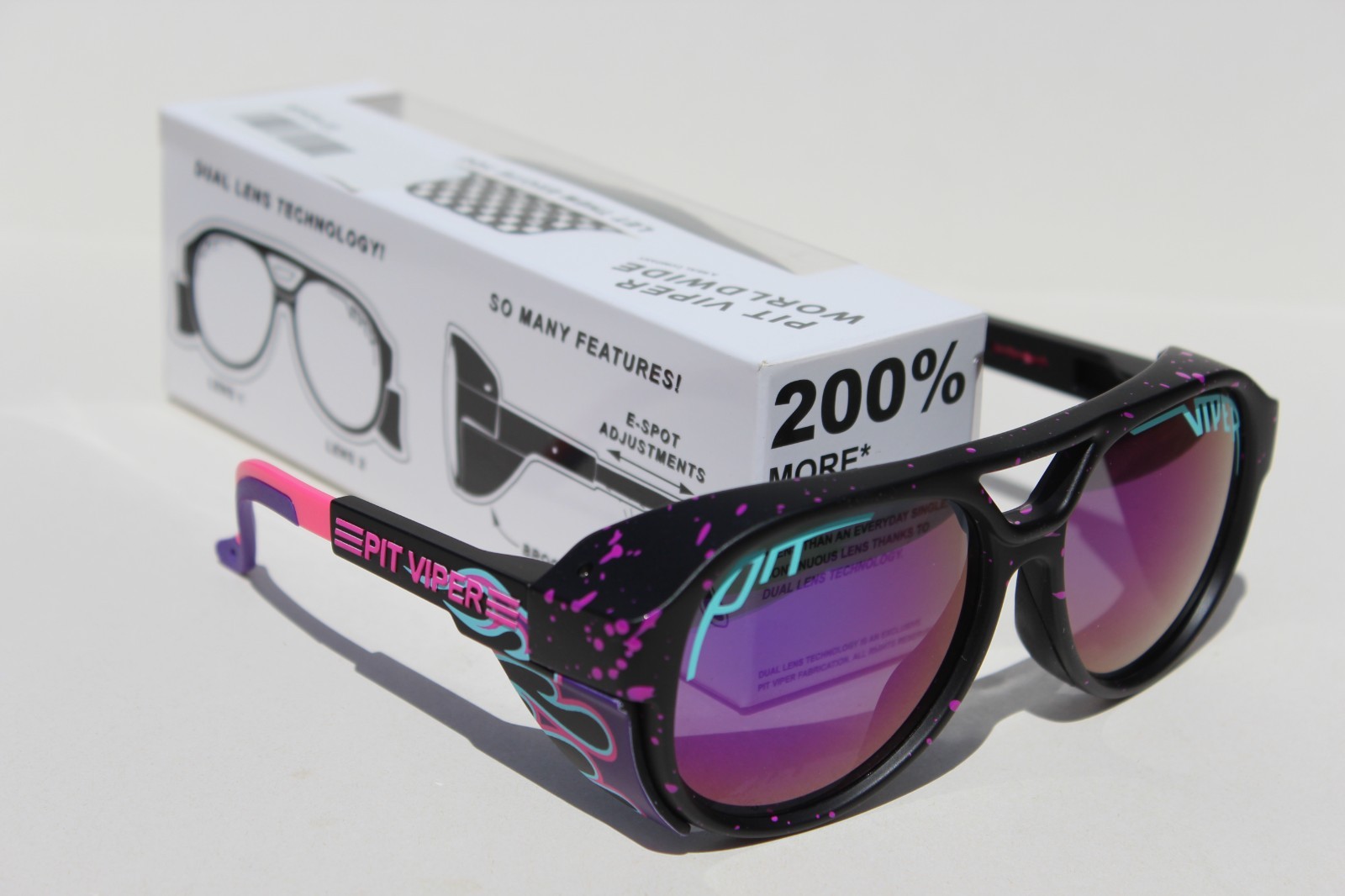 PIT VIPER The Ignition Exciters POLARIZED Sunglasses Flames/Purple SCRATCHED
