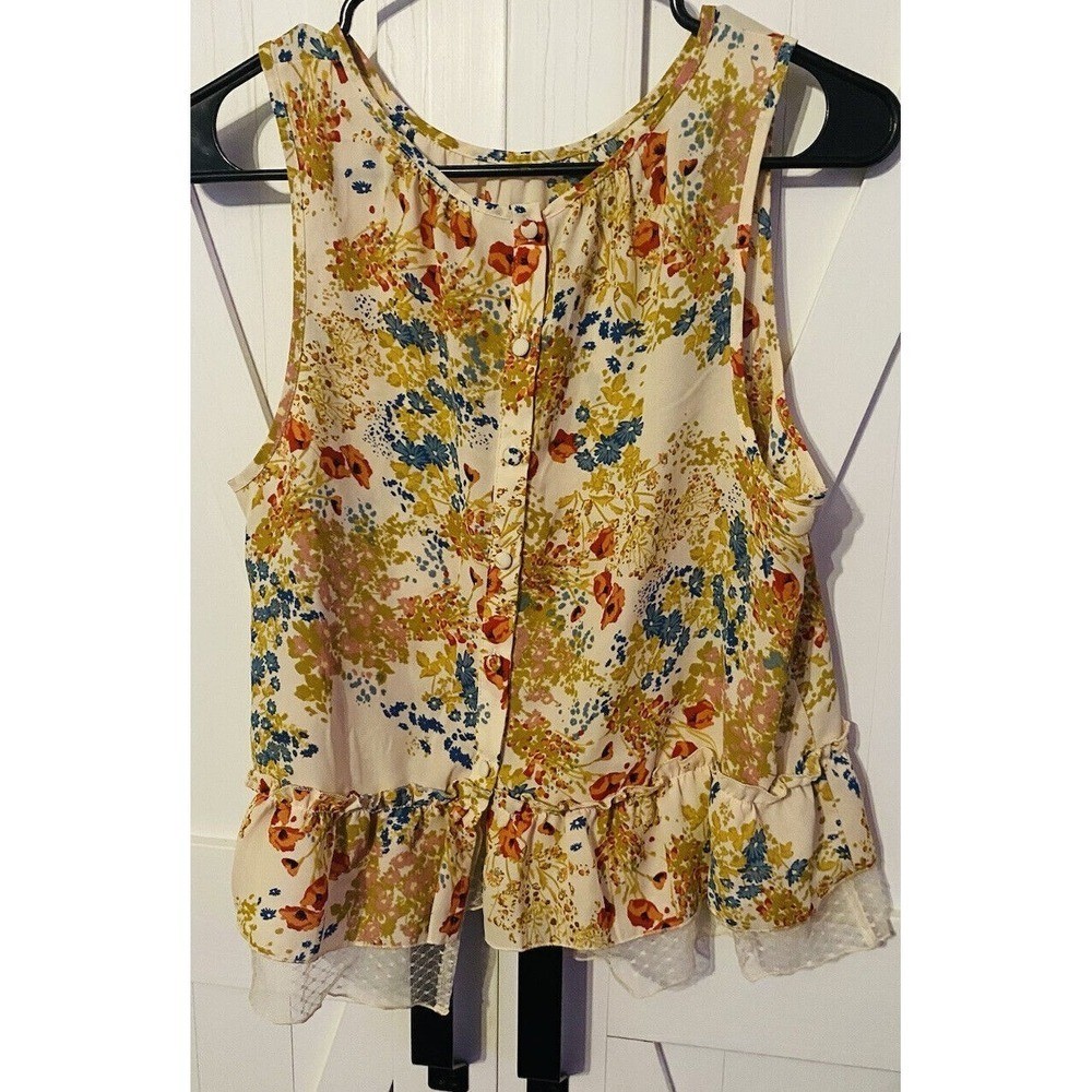 Disney Lauren Conrad Collaboration Blouse Womens Size s Lace floral Pink Ivory