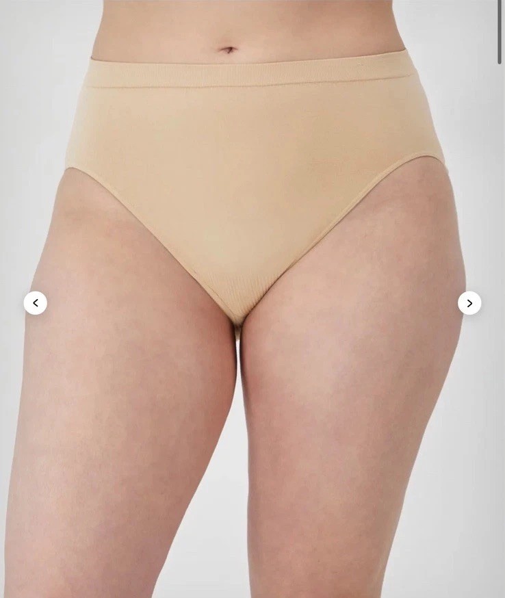 Bali Comfort Revolution Hi Cut Brief Panties 6/7 Seamless Nude Beige 2-pack NEW